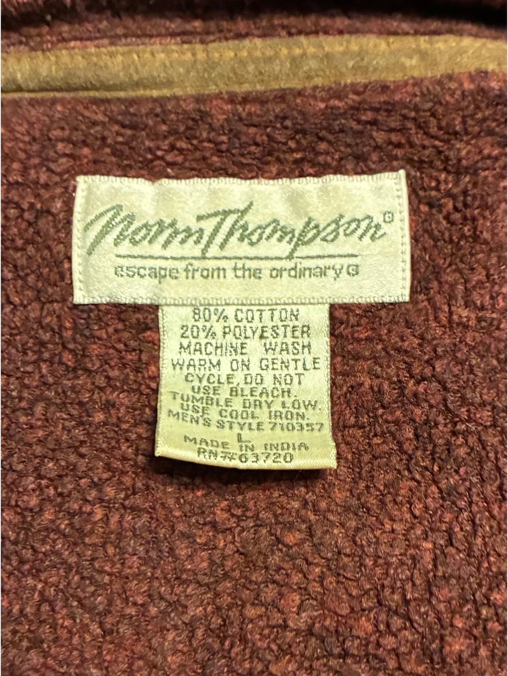Norm Thompson Men's Large Burgundy Fleece Snap-Button Pullover Sweater